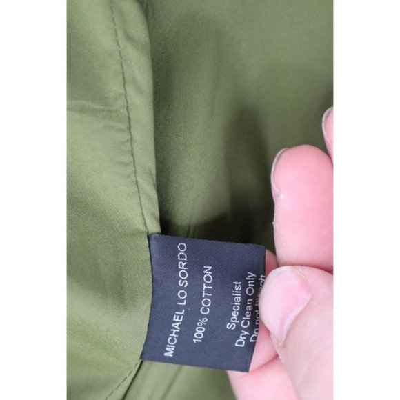 NWT‎ Michael Lo Sordo Crop Blazer Womens 6 One Button Cotton Green peak lapel - Picture 11 of 13